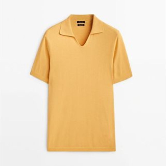 NWT. Massimo Dutti Mustard Viscose Blend Milano Polo-Style Knit Sweater. Size M. - Picture 3 of 7